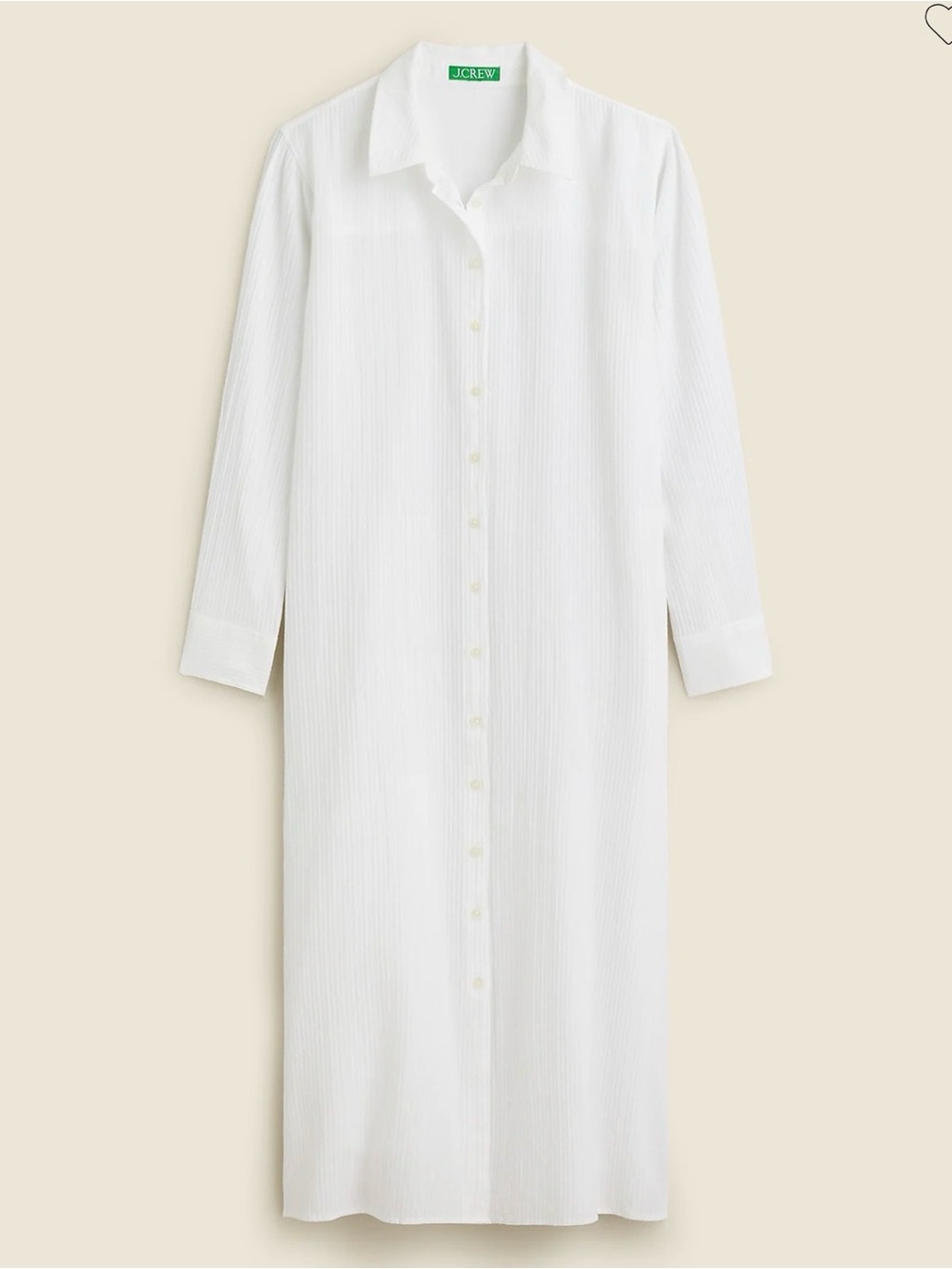 J. Crew White Long-Sleeve Beach Shirt